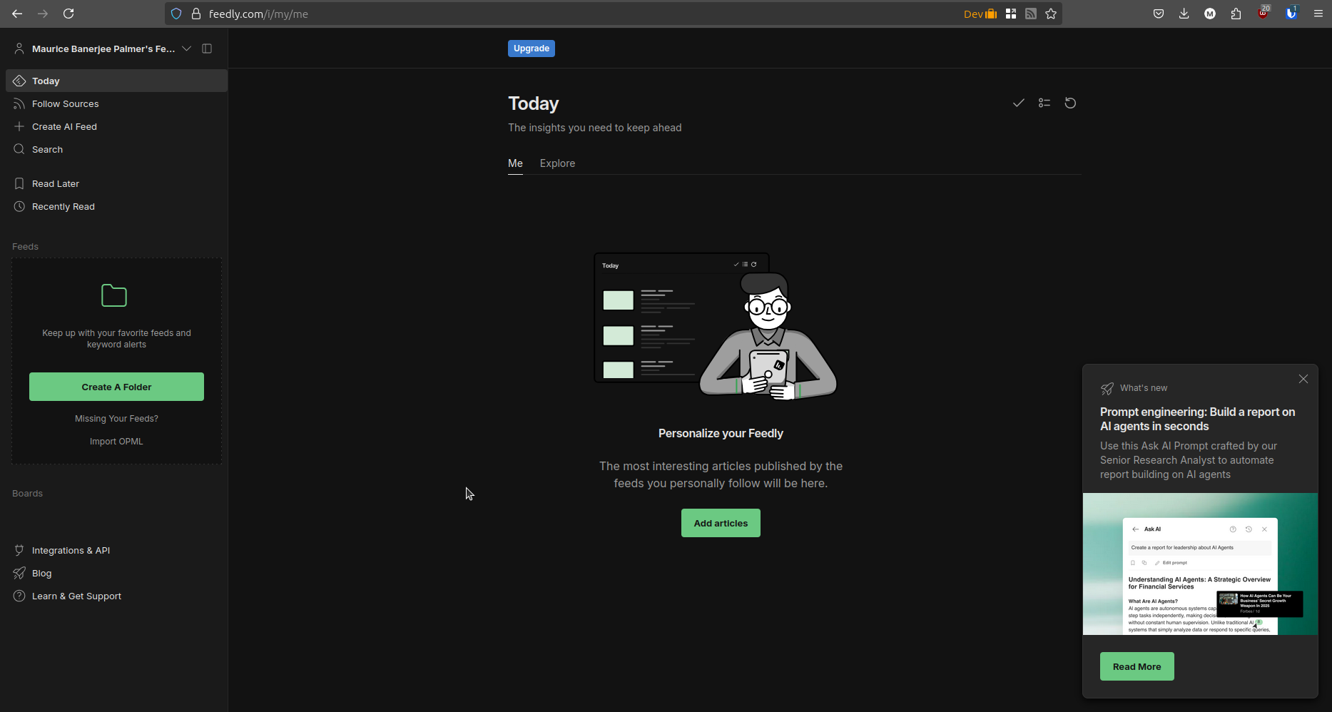 Feedly as a fresh user