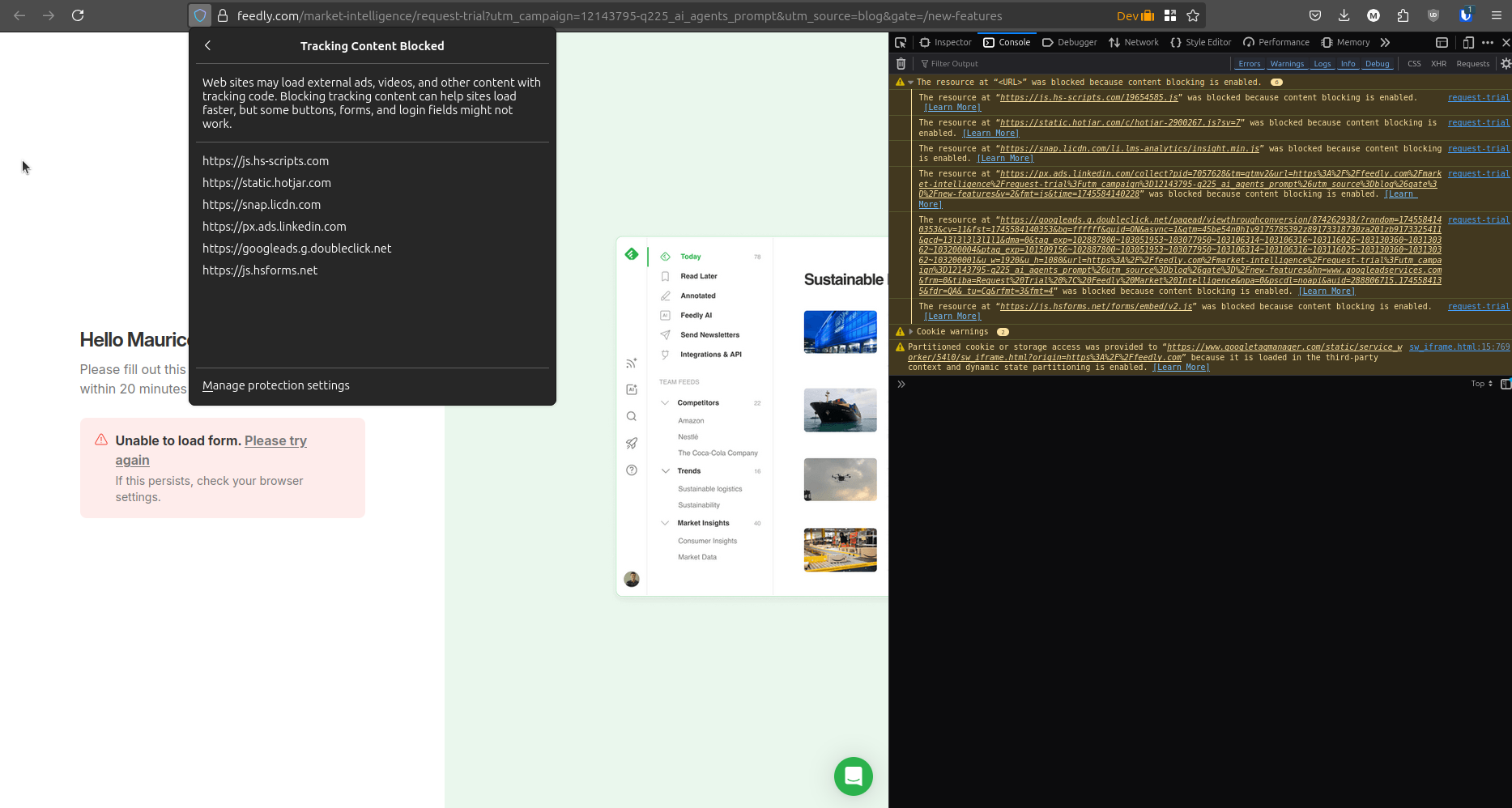 Tracking Content Blocked